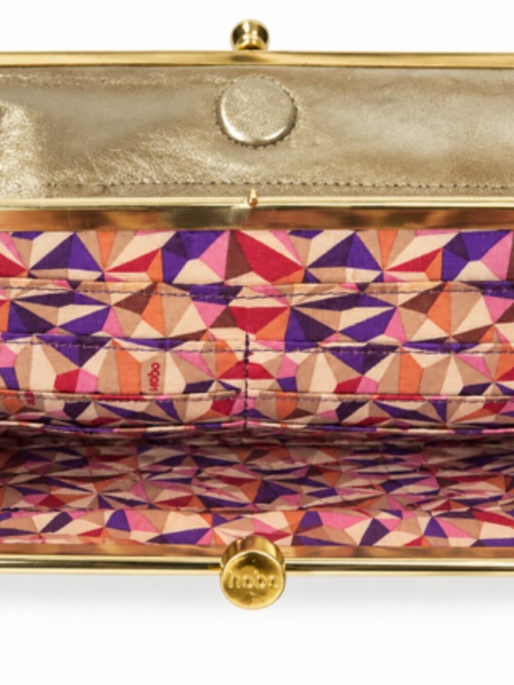 HOBO International Lauren Metallic Gold Leather Double Frame Clutch Wallet - Picture 6 of 12